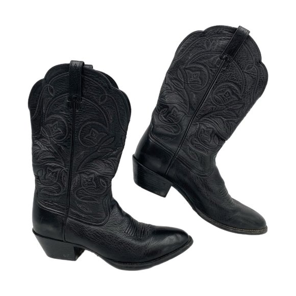 Ariat Shoes - Ariat Black Leather Cowgirl Boots | Almond Toe & Cuban Heel